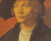 阿尔弗雷德 丢勒 : Portrait of a Man with Beret and Scroll